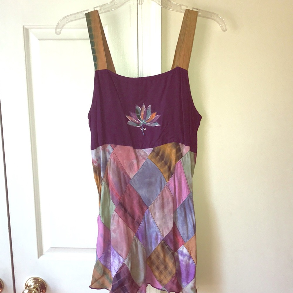 Handmade purple tie-dye patchwork boho hippie top